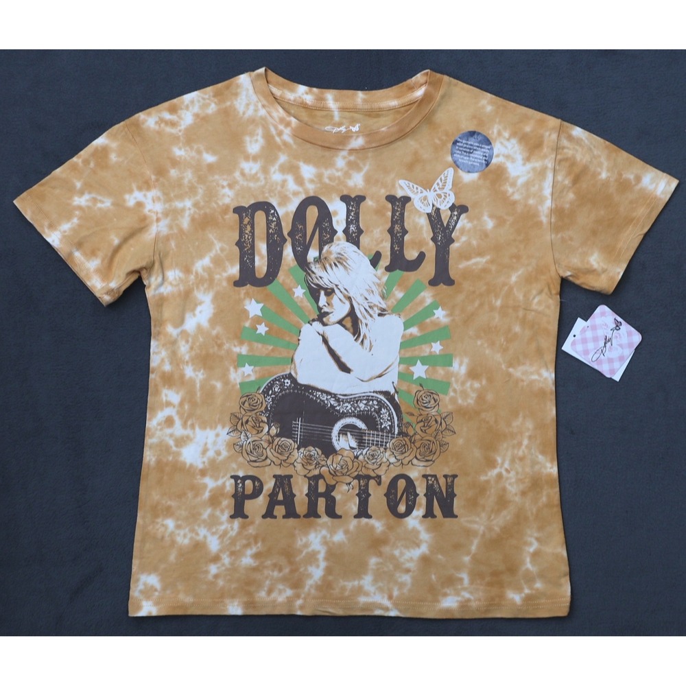 Dolly Parton Graphic Tee Kids XL 14/16 Yellow Tie Dye New Country Music T-Shirt